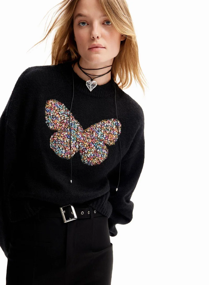 DESIGUAL Chunky Knitted Butterfly Pullover