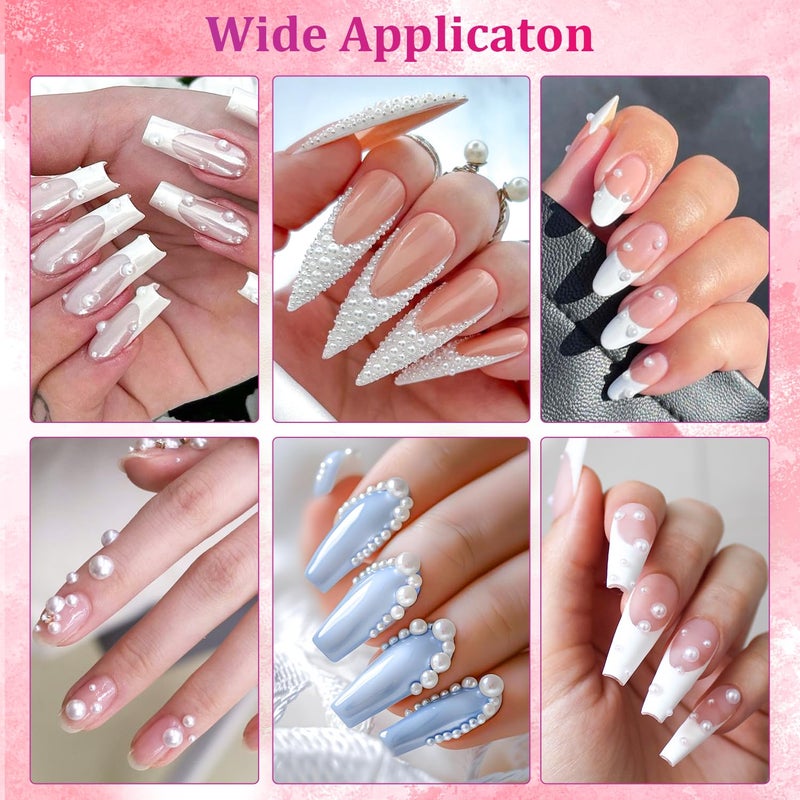 Belleboost Flat Back Pearls Kits 2 Boxes of Flatback White Half Round Pearls with Pickup Pencil and Tweezer for Home DIY and Professional Nail Art, Face Makeup and Craft - Image 4