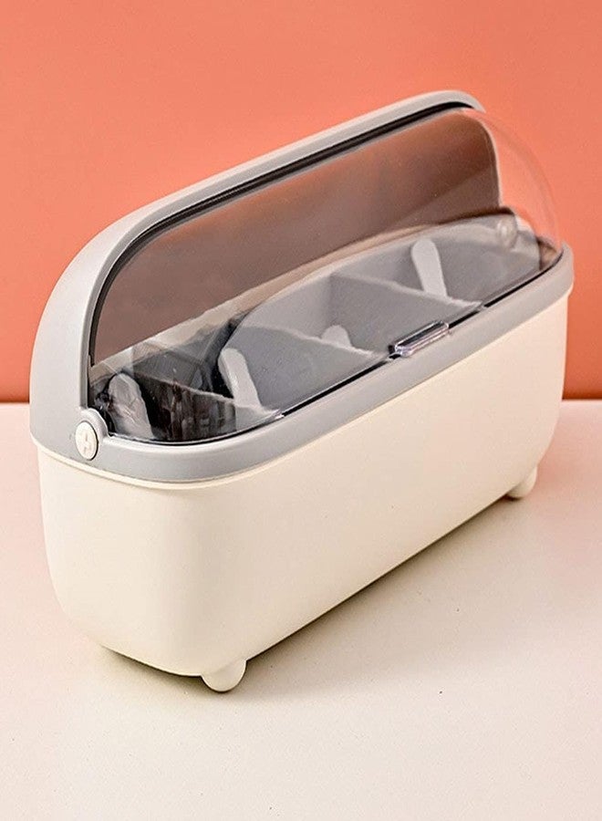 BSBDA 4 Compartments Seasoning Box With Lid, Seasoning Storage Box Container, Seasoning Box with Cover and Serving Spoons, Kitchen Condiment Jars - Image 5