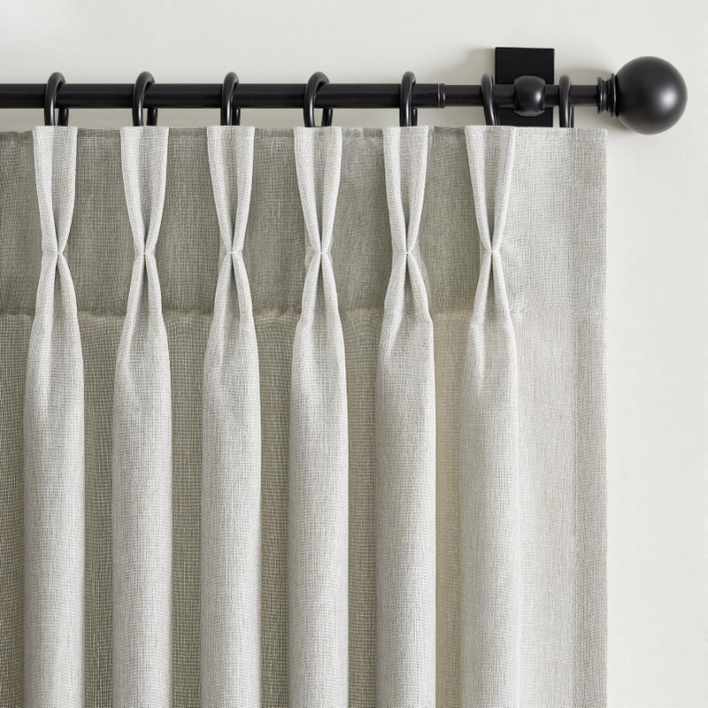 Drapenova Grey Beige Linen Sheer Curtains 84 Inch Long for Bedroom Living Room,Greige Gray Pinch Pleat Back Tab Gothic Moody Viral Drapes American Farmhouse Curtains for Window Dining Room 7 FT - Image 1