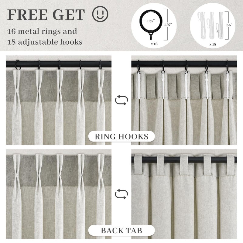 Drapenova Grey Beige Linen Sheer Curtains 84 Inch Long for Bedroom Living Room,Greige Gray Pinch Pleat Back Tab Gothic Moody Viral Drapes American Farmhouse Curtains for Window Dining Room 7 FT - Image 5