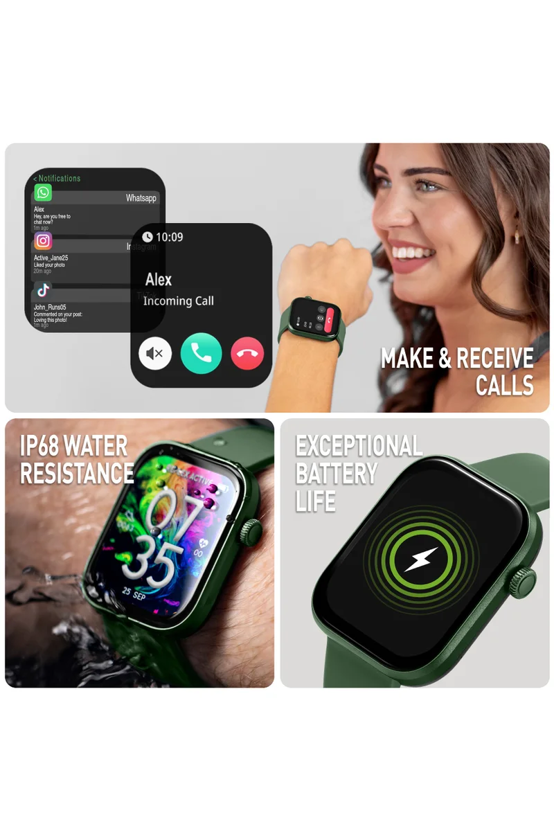 ريفليكس نشط Reflex Active Spectra S 300 Lite Forest Green Silicone Strap AMOLED Smart Calling Watch