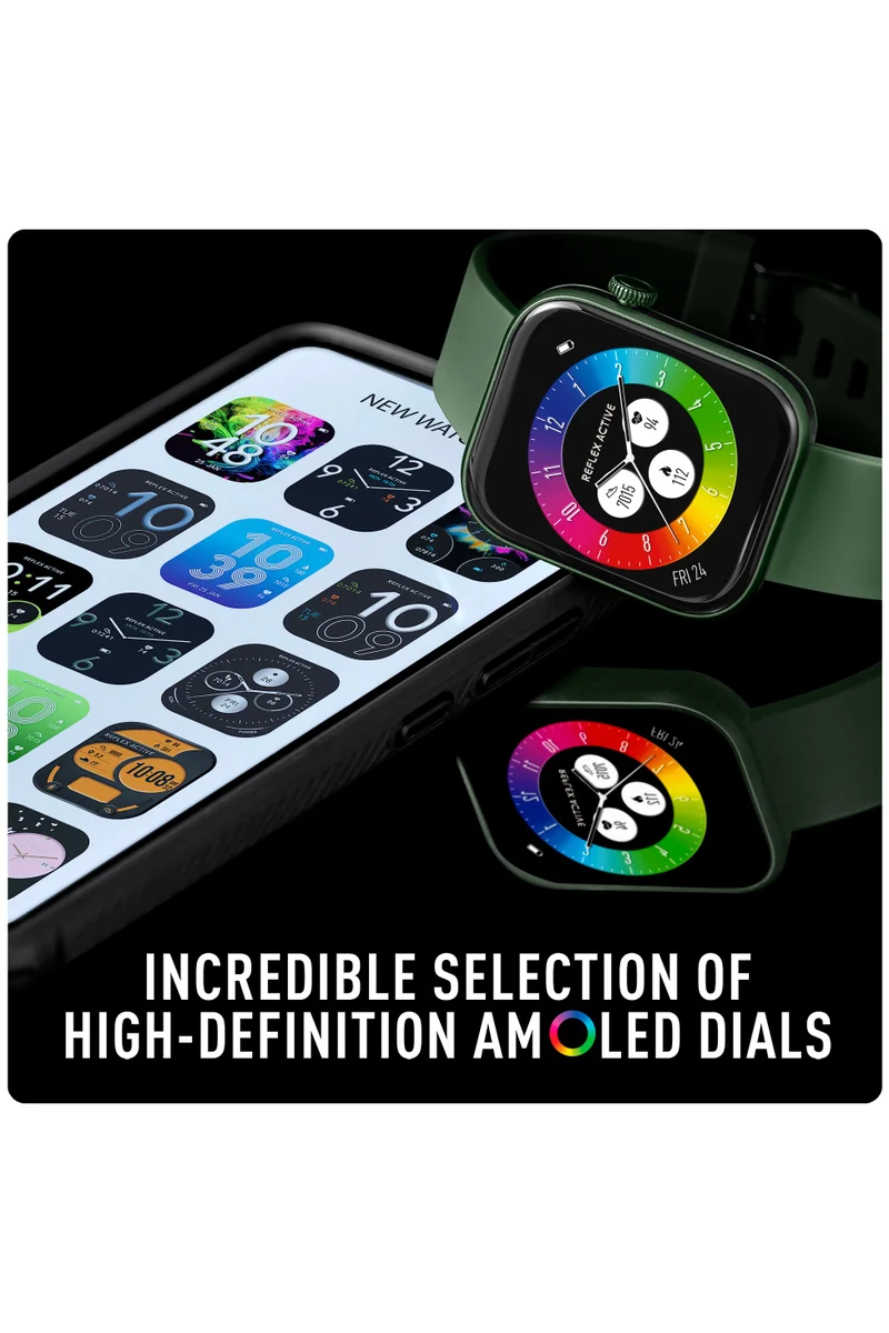 ريفليكس نشط Reflex Active Spectra S 300 Lite Forest Green Silicone Strap AMOLED Smart Calling Watch