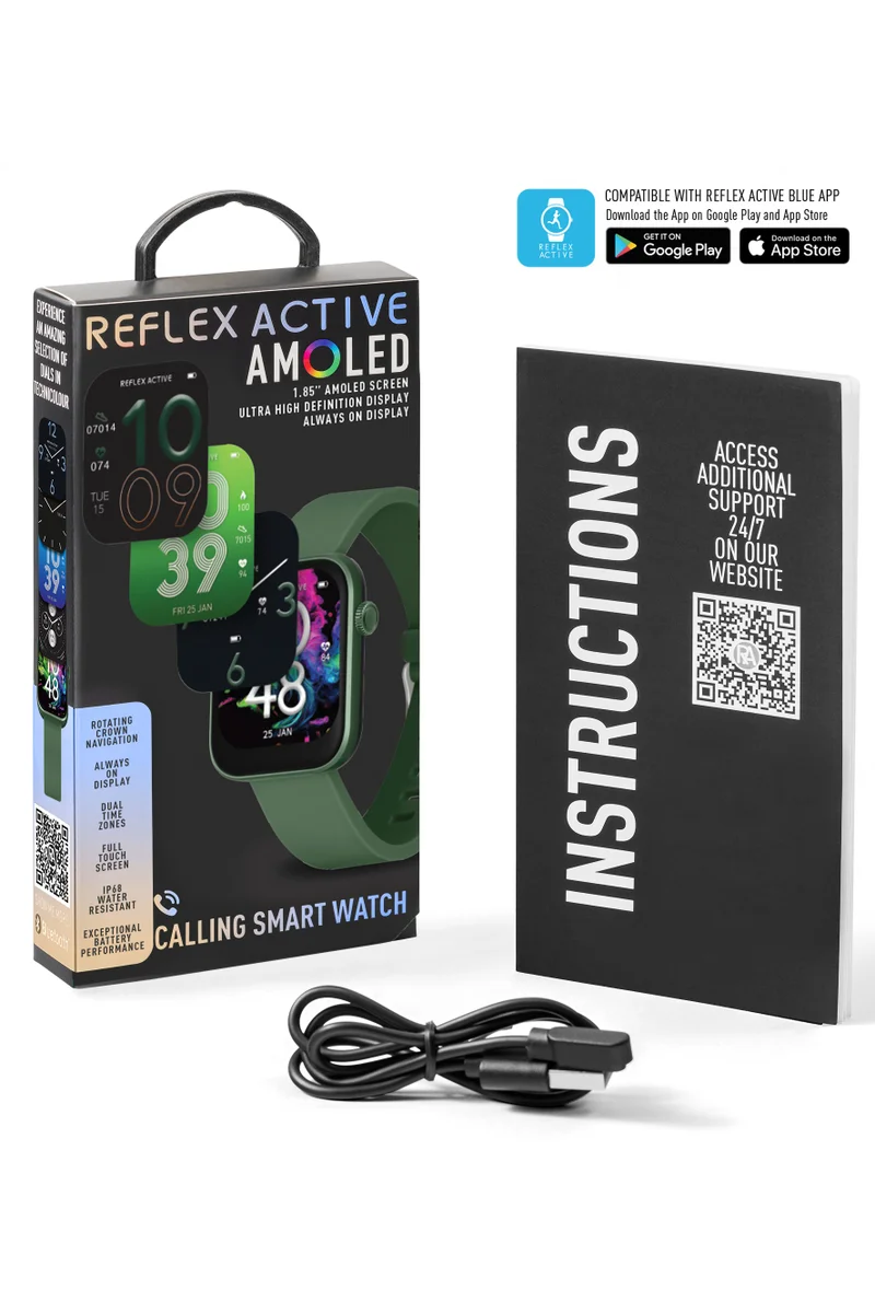 ريفليكس نشط Reflex Active Spectra S 300 Lite Forest Green Silicone Strap AMOLED Smart Calling Watch