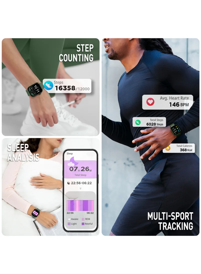 REFLEX ACTIVE Reflex Active Spectra S 300 Lite Forest Green Silicone Strap AMOLED Smart Calling Watch