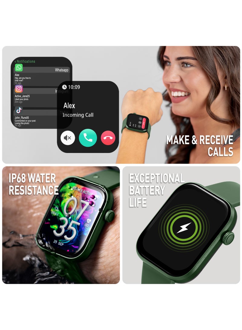 Reflex Active Spectra S 300 Lite Forest Green Silicone Strap AMOLED Smart Calling Watch - Image 3