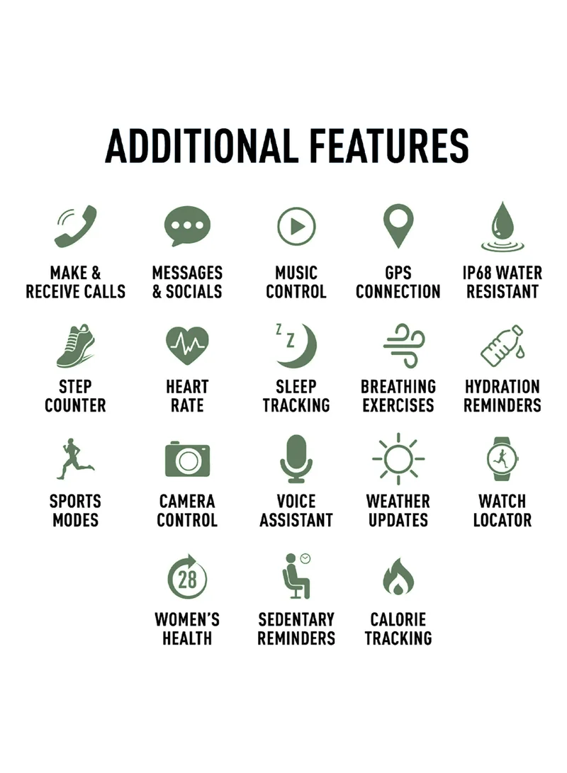 REFLEX ACTIVE  Reflex Active Spectra S 300 Lite Forest Green Silicone Strap AMOLED Smart Calling Watch  | Best Price UAE