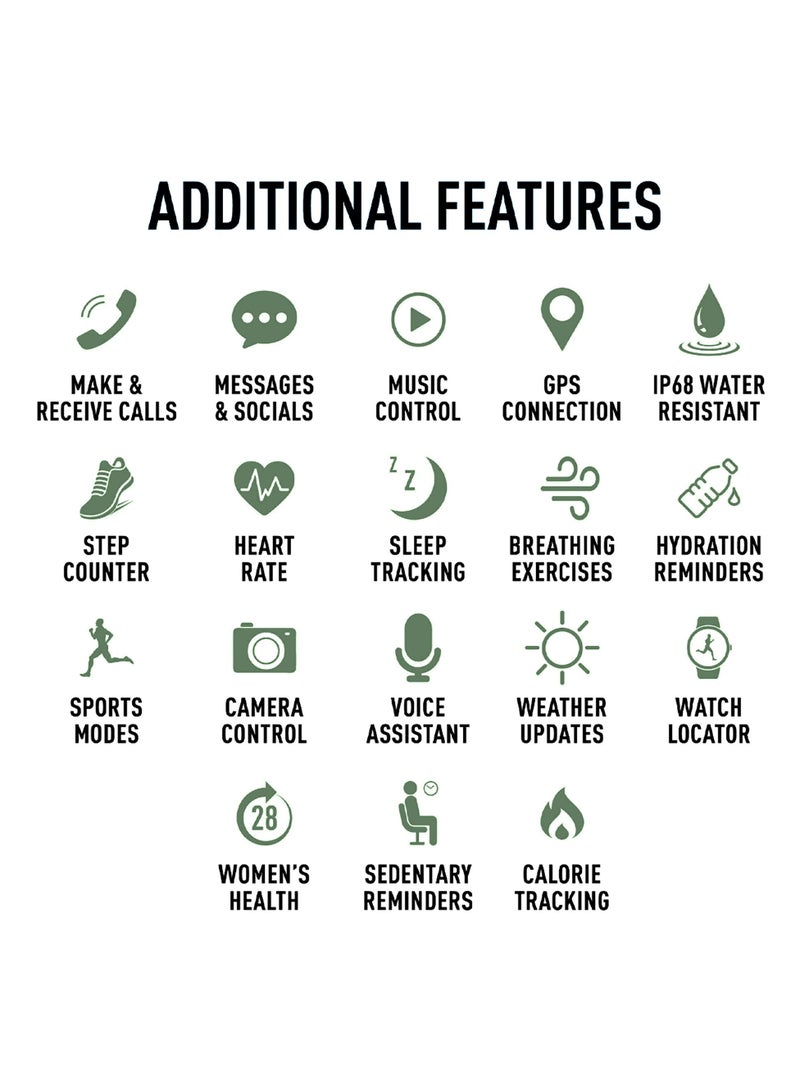 Reflex Active Spectra S 300 Lite Forest Green Silicone Strap AMOLED Smart Calling Watch - Image 5