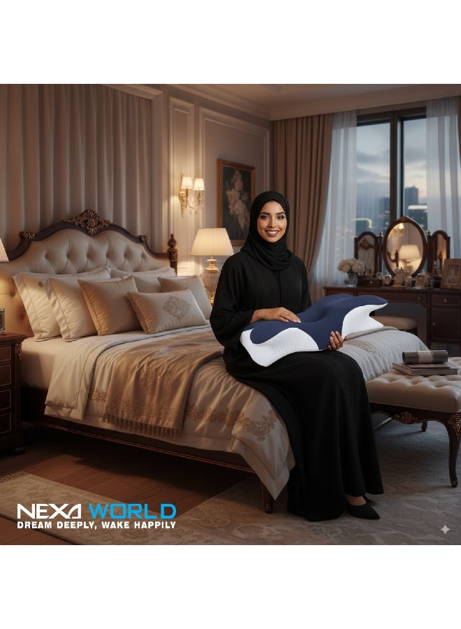 نكسا ورلد وسادة الرقبة الطبية العلاجية المريحة من إسفنج الذاكرة من نيكسا وورلد، قابلة للارتداء على شكل فراشة، قابلة للتنفس، مناسبة لعلاج الأرق والعظام - Image 2
