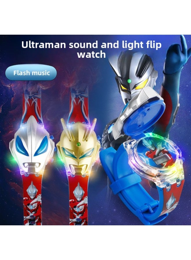 Gold Sailor Galaxy Ultraman Luminous Watch Flash Children's Watch Toy Watch Ultraman Watch For Men And Women-Color:Jade Concave Convex Man ]-Specifications:Blister Card Packaging - Image 2