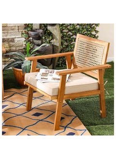 DANUBE HOME Havana 4 Seater Outdoor Sofa Set Wooden Frame Garden Furniture Modern Design Lounge Sofa Sets 4 Pieces Outdoor Seating Table And Chairs Set For Patio Balcony Lawn Yard Brown  - Image 4