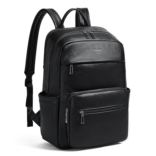 Mroede Leather Laptop Backpack for Women 156 Inch Laptop Travel Backpack Purse Casual Daypack with Laptop Compartment for College Work Nurse Business Weekender Black - Image 1
