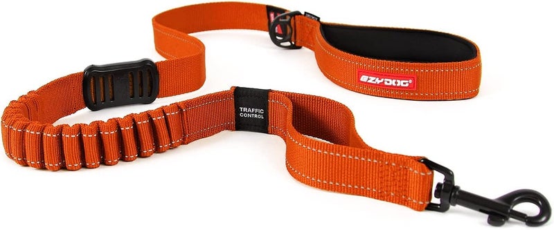 EzyDog Zero Shock Dog Leash - Shock Absorbing Bungee Leash for Dogs That Pull or Excite - Dual Handle and Reflective for Large, Medium, or Small Dogs (48-inch, Orange) - Image 1