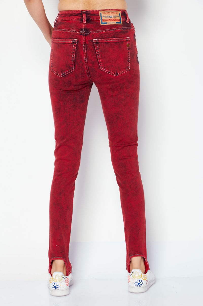 DIESEL Women D-Slandy Skinny Fit Washes Stretchable Jeans, Red - Image 4
