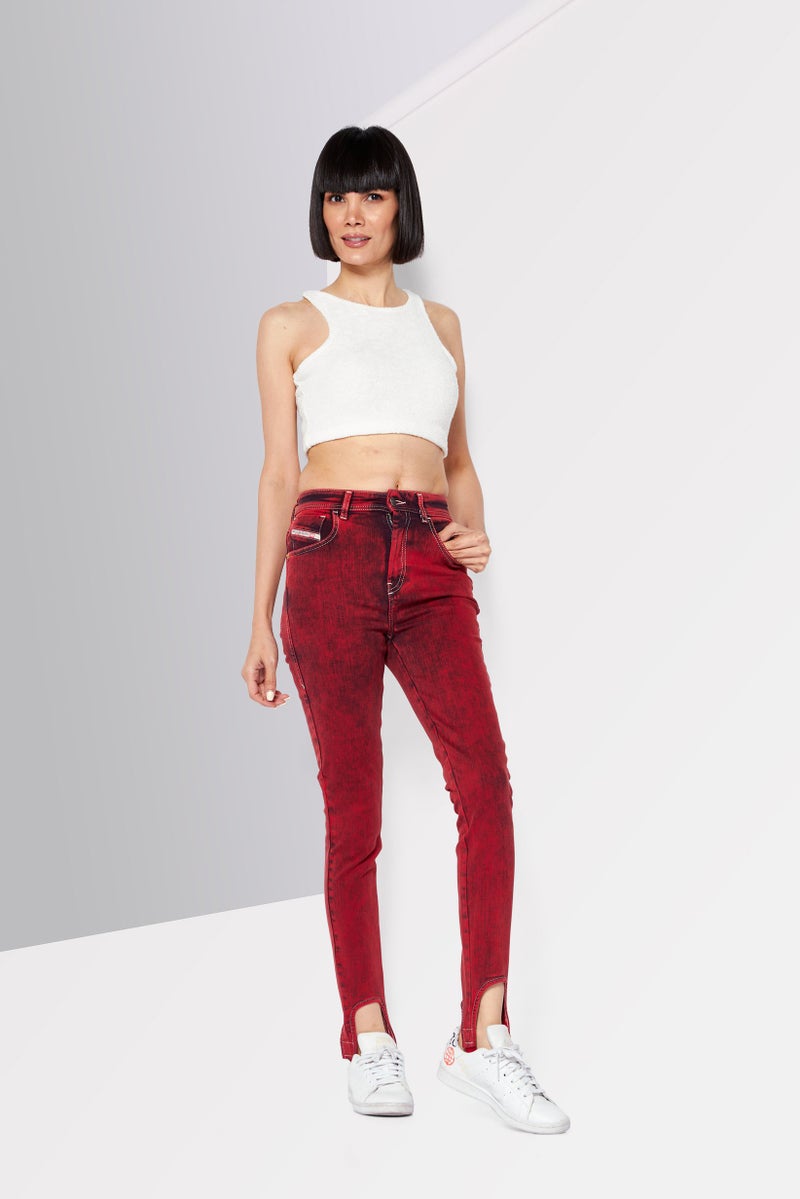 DIESEL Women D-Slandy Skinny Fit Washes Stretchable Jeans, Red - Image 2