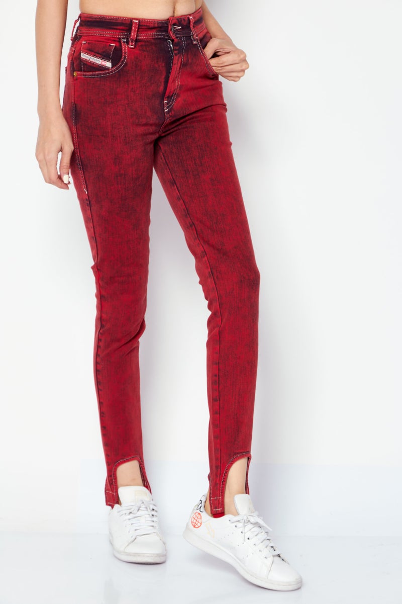 DIESEL Women D-Slandy Skinny Fit Washes Stretchable Jeans, Red - Image 1