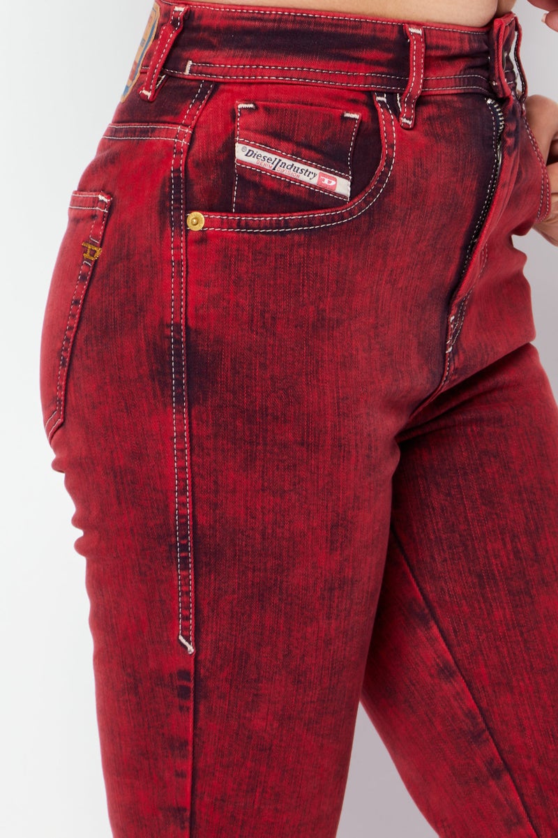 DIESEL Women D-Slandy Skinny Fit Washes Stretchable Jeans, Red - Image 3