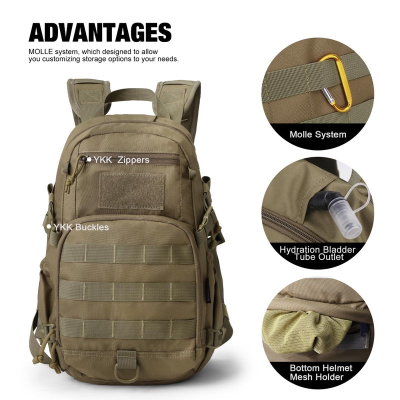 Mardingtop Small Tactical Backpack,Molle Hiking Backpack for Backpacking,Cycling and Biking,15L Backpack - Image 3