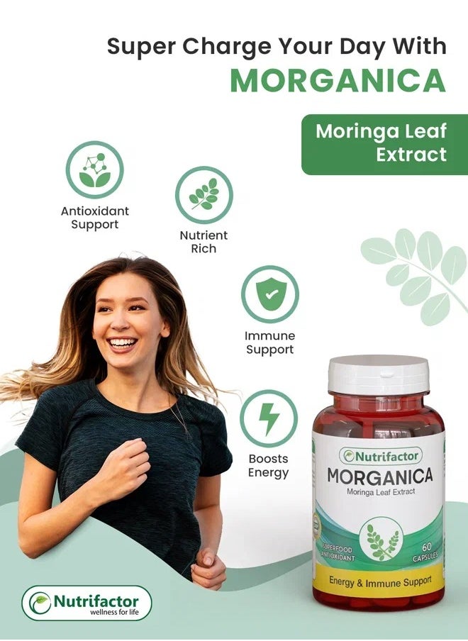 Nutrifactor Moringa Oleifera Capsules Miracle Antioxidant Superfood Supplement for Energy, Metabolism, & Immune Support - 60 Capsules  - Image 3