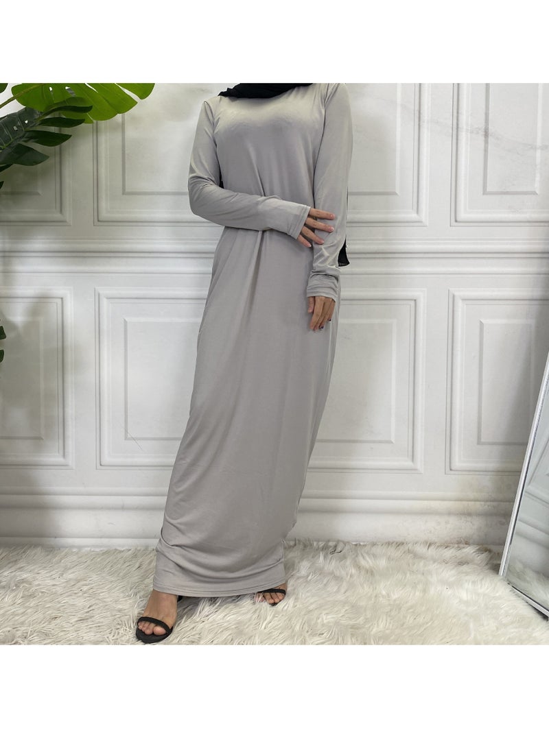 إسكدنيا Mock Neck Casual Abaya, Soft Breathable Long Sleeve Women Abaya Dress, Long Lasting Comfortable Normal Muslim Women Islamic Dress for Prayer, Daily Wear, Occasion Wear, ( Size L, White) - Image 4