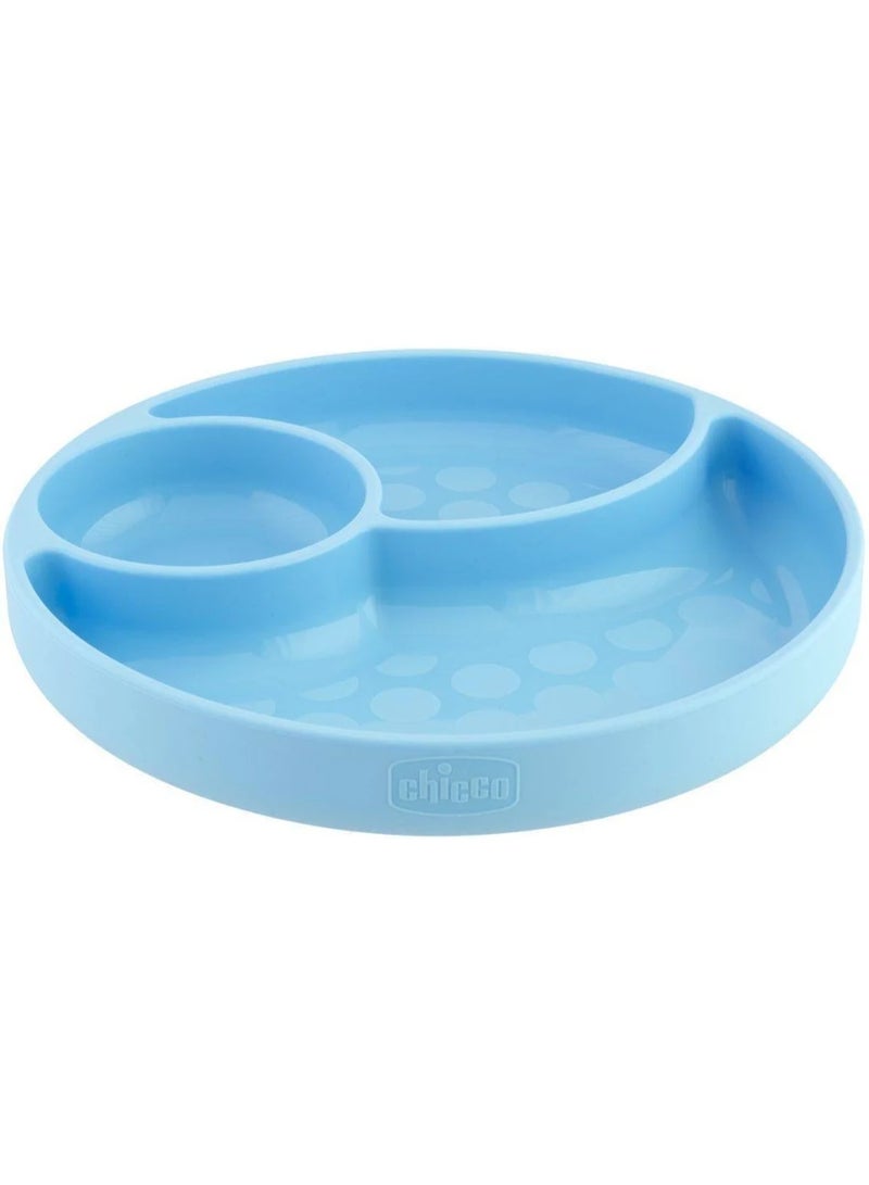Chicco Take Eat Easy Menu Silicone Plate 12m+ Blue - Image 1