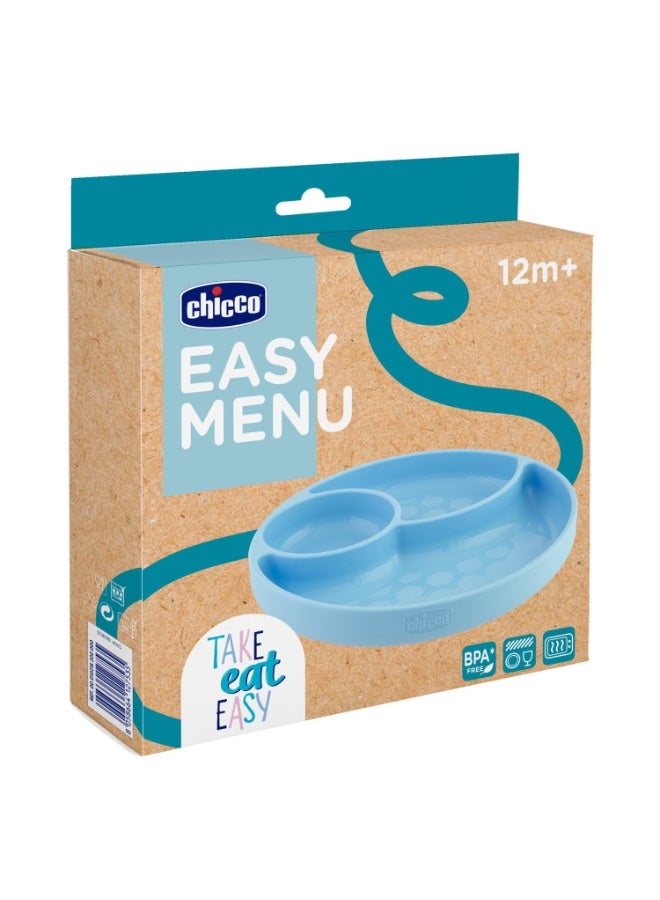 Chicco Take Eat Easy Menu Silicone Plate 12m+ Blue - Image 4