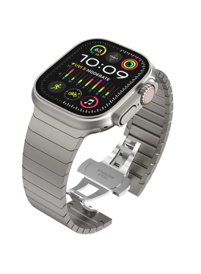 Beauenty Compatible with Apple Watch Ultra 2 Band 49mm 45mm 44mm 42mm, Men's Stainless Steel Metal Strap, Fits iWatch SE Series/8/7/6/5/4/3/2/1 - Image 1