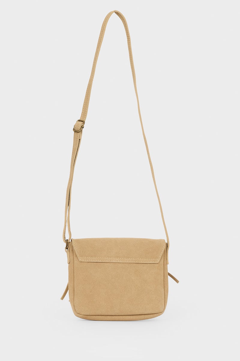 DeFacto Beige Girl Girl Suede Crossbody Bag Casual - Image 5