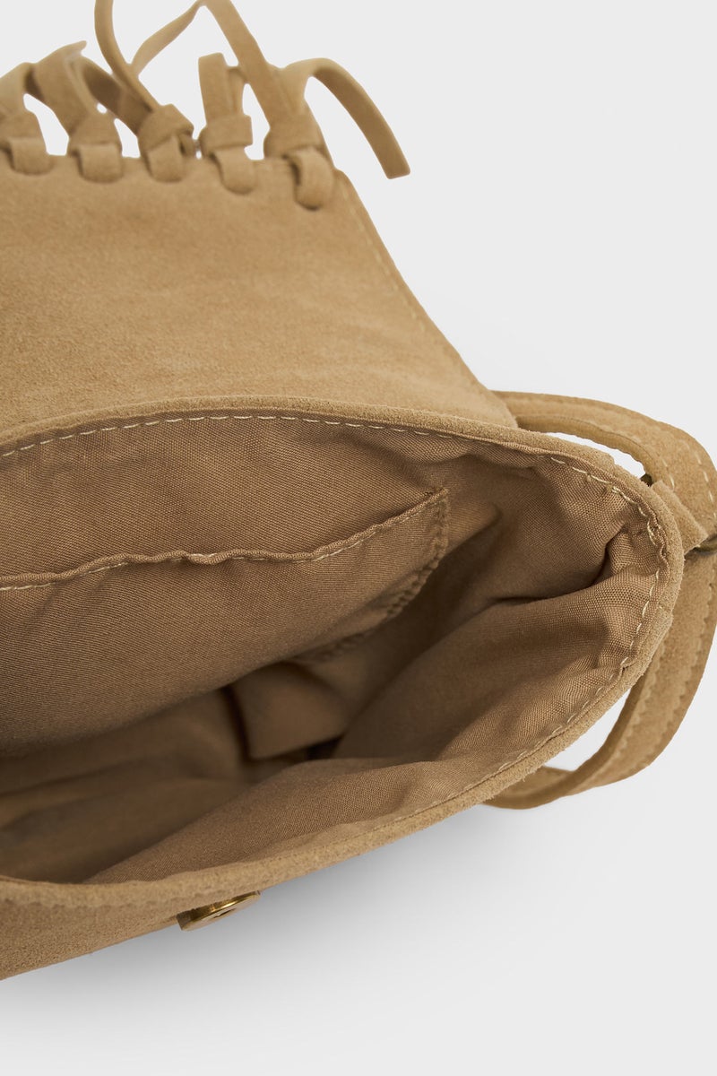 DeFacto Beige Girl Girl Suede Crossbody Bag Casual - Image 4