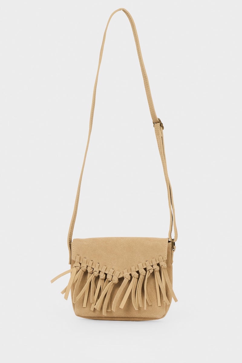 DeFacto Beige Girl Girl Suede Crossbody Bag Casual - Image 1