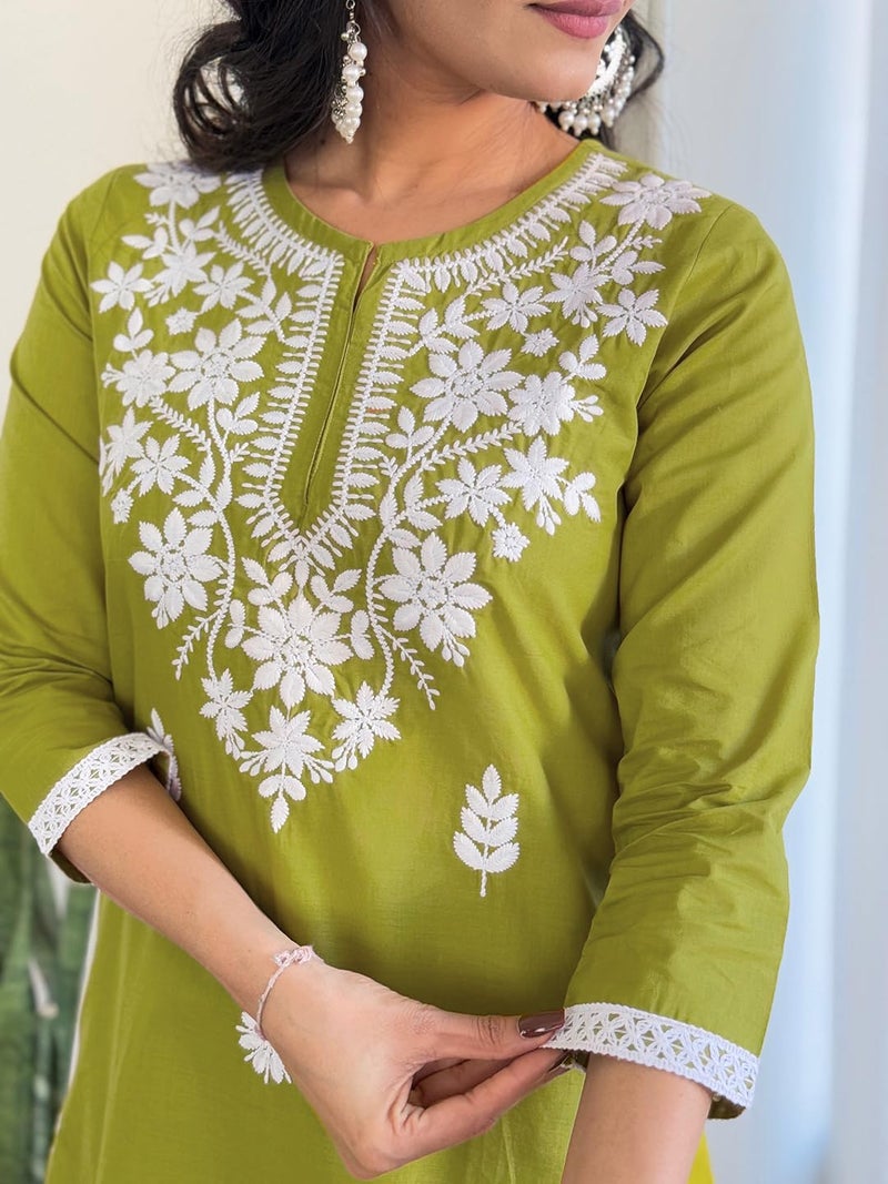 Naixa Women's Cotton Embroidered Straight Kurta with Pant and Dupatta Sets (NX-574-Liril-XS) - Image 5