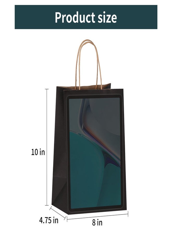 Joybe 100 Pack 8x4.75x10 Inch Medium Black Kraft Paper Bags with Handles Bulk, Craft Paper Gift Bags for Party Favors Grocery Retail Shopping Business Goody Merchandise Take Out Blank Sacks (100pcs) - Image 2