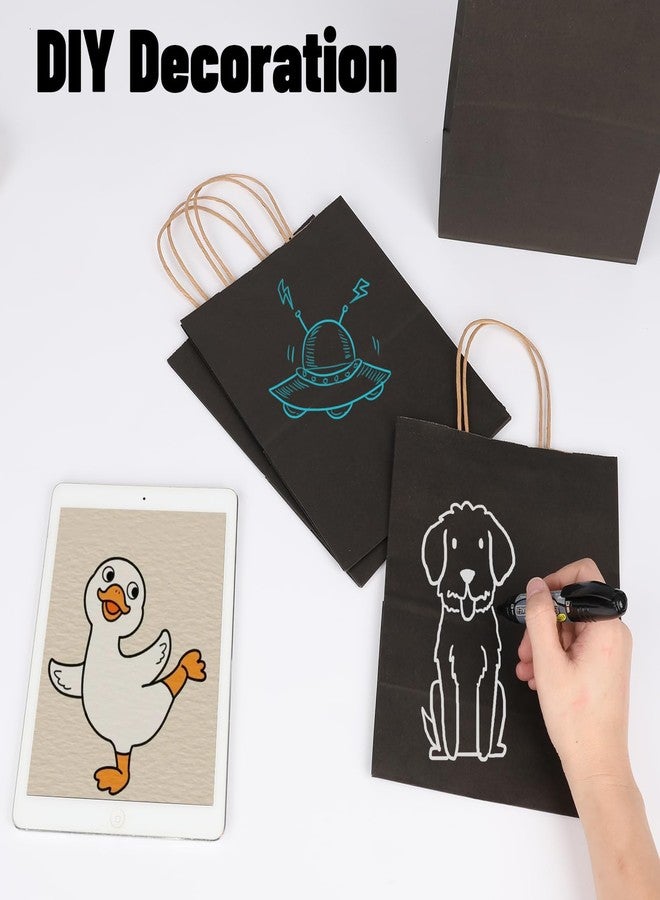 Joybe 100 Pack 8x4.75x10 Inch Medium Black Kraft Paper Bags with Handles Bulk, Craft Paper Gift Bags for Party Favors Grocery Retail Shopping Business Goody Merchandise Take Out Blank Sacks (100pcs) - Image 5