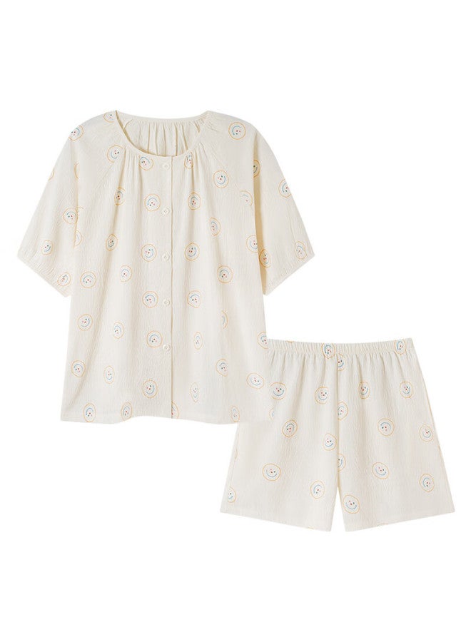Yalu Women's Pajamas, Short-sleeve Shorts, Summer Lace Trim, Cute Floral Pattern, Loose-fitting, Can Be Worn Outside, Home Loungewear, Two-piece Set - Image 2