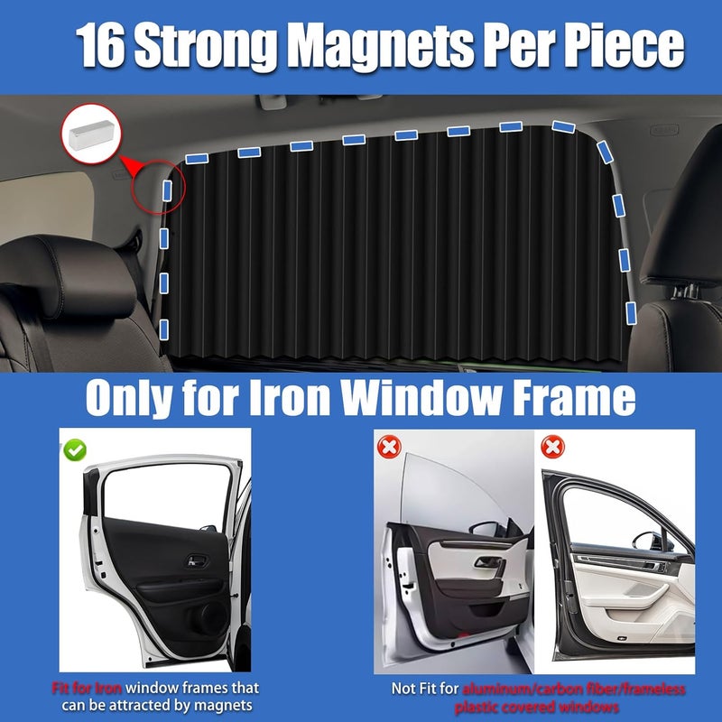 XCBYT Car Window Shades - 4 PCS 29.1 * 18.8 inches Car Window Covers 99% UV Glare Protection Car Curtains Keep Cooler Magnetic Side Window Sun Shade for Eating Breastfeeding Taking a nap Camping - Image 2