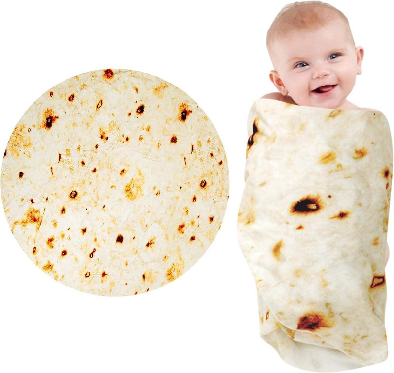 Lhedon Tortilla Blanket Baby, Baby Burritos Swaddle Blanket, Taco Blanket for Newborn Toddler, 285 GSM Soft Flannel Wearable Wrap Blanket Funny Gifts for Baby Shower Boy Girl 0-3 6 9 Months - Image 1