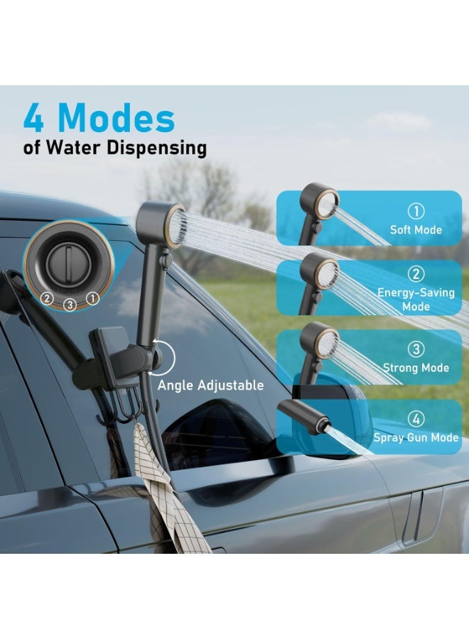 جرين ليون دش التخييم / نظام دش محمول بشاشة رقمية / 5 أوضاع ضغط قابلة للتعديل / كيس ماء سعة 20 لترًا / بطارية 8000 مللي أمبير في الساعة ووقت تشغيل 180 دقيقة - مقاوم للماء IPX8 للمغامرات الخارجية - أسود - Image 3