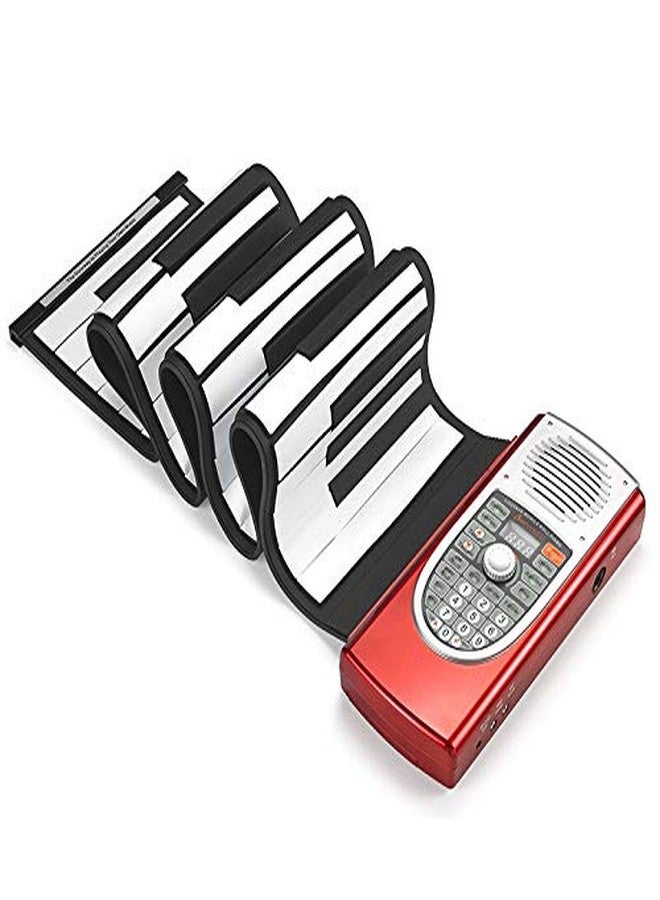 Powerpak 61 Keys Electronic Roll Up Piano (Red and Silver) - Image 1