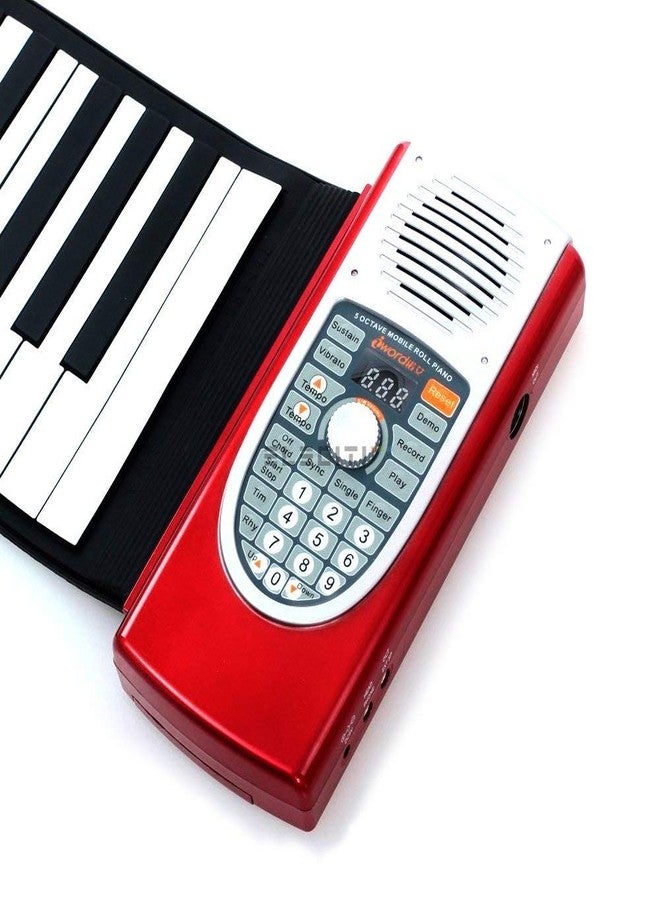 Powerpak 61 Keys Electronic Roll Up Piano (Red and Silver) - Image 5