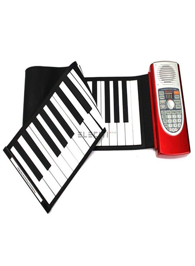 Powerpak 61 Keys Electronic Roll Up Piano (Red and Silver) - Image 3
