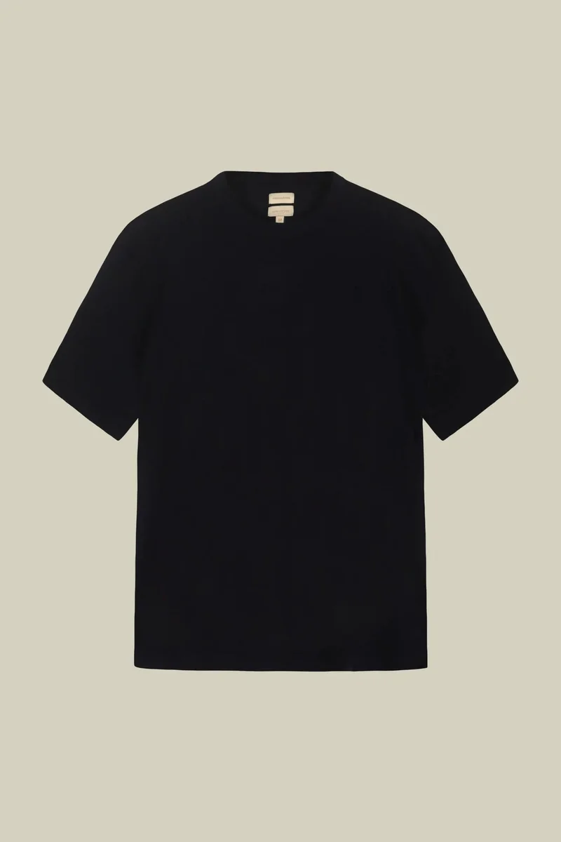 Doppelganger Blue Men's knitted T-shirt in 100% cotton crepe - Blue Navy for Men | Best Price UAE