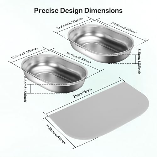 YOIHABV Stainless Steel Bowls and Mat Set for Automatic Microchip Pet Feeder, YOIHABV 2 Single SUS 304 Bowls and 1 Silicone Mat, Keep Food Fresh, Easy to Clean, Protect Cat Feeder - Image 5
