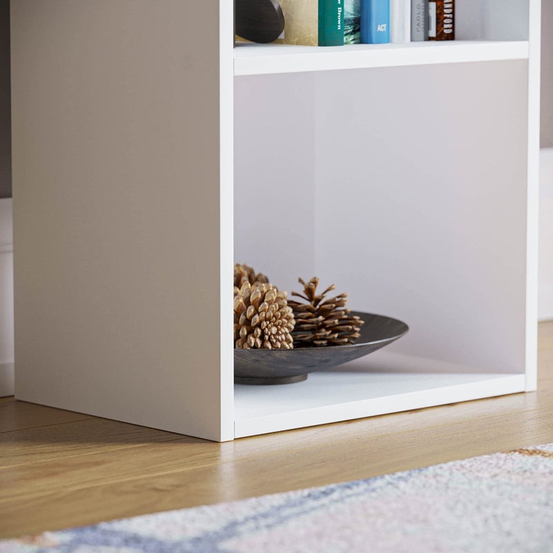 Oxford 2 Tier Cube Bookcase, White Wooden Shelving Display Unit, Modern Storage Organizer for Home Office, Living Room, or Bedroom Furniture, Versatile and Compact - Image 5