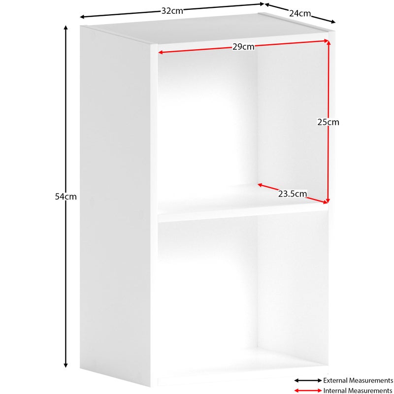Oxford 2 Tier Cube Bookcase, White Wooden Shelving Display Unit, Modern Storage Organizer for Home Office, Living Room, or Bedroom Furniture, Versatile and Compact - Image 3