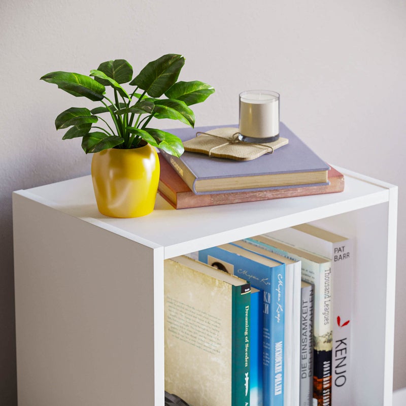Oxford 2 Tier Cube Bookcase, White Wooden Shelving Display Unit, Modern Storage Organizer for Home Office, Living Room, or Bedroom Furniture, Versatile and Compact - Image 4