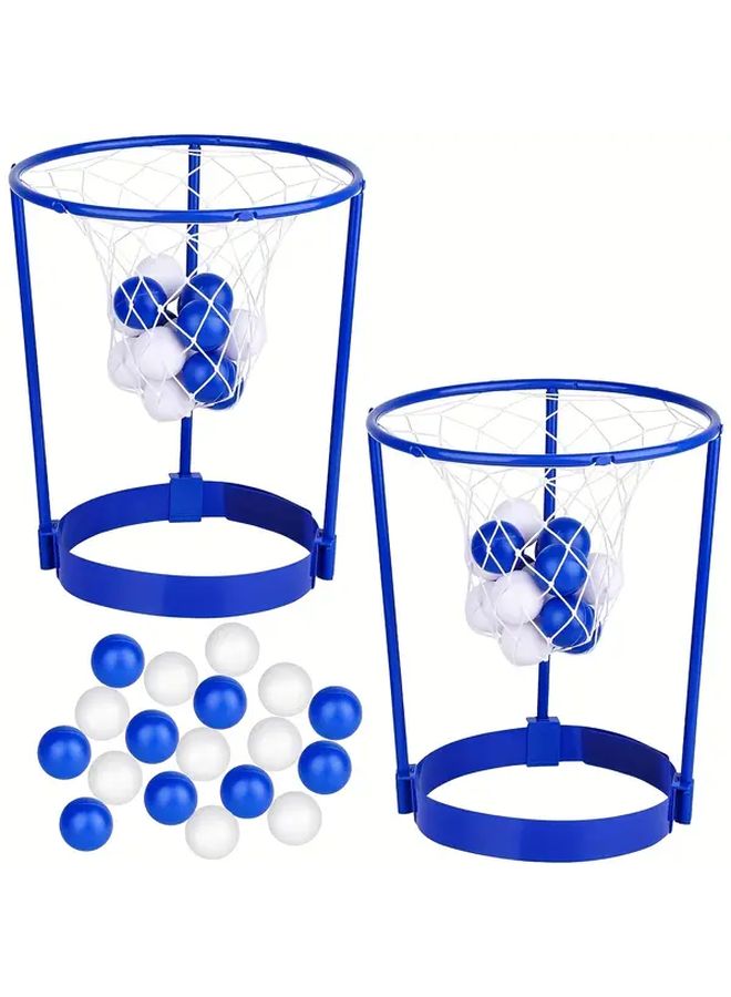 Blue Adjustable Basketball Frame Set with 20 Balls for Indoor Outdoor Family Fun - Image 1