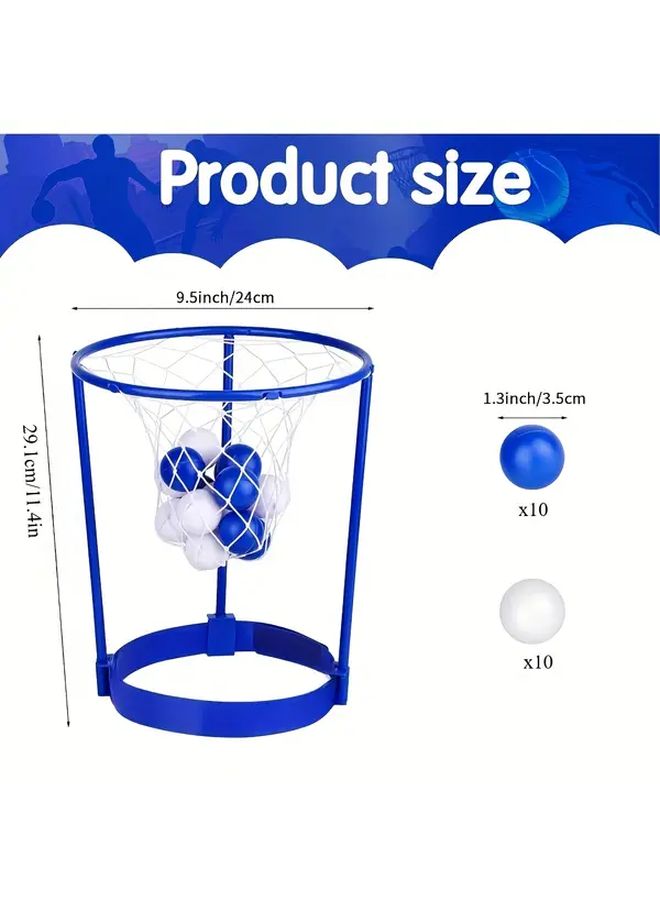 Blue Adjustable Basketball Frame Set with 20 Balls for Indoor Outdoor Family Fun - Image 2