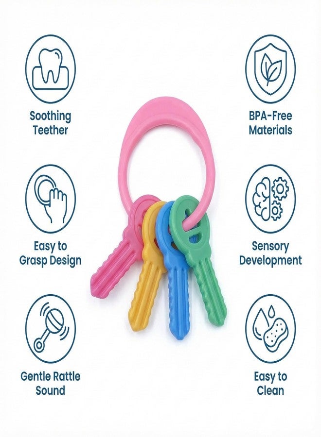 Enorme BPA Free Plastic Non Toxic 4 Key Teether for New Born Babies Multicolor Set of 4 - Image 3