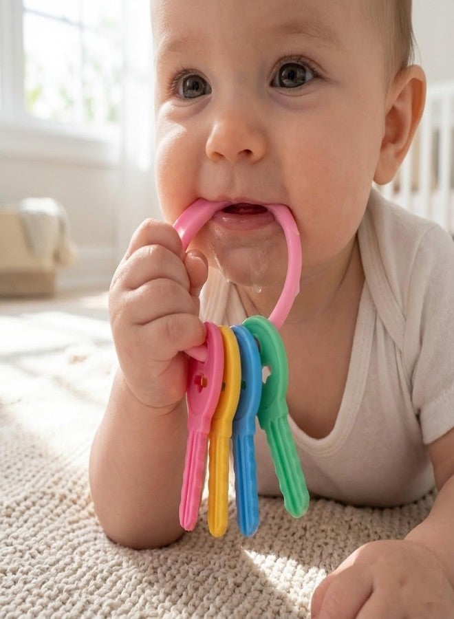 Enorme BPA Free Plastic Non Toxic 4 Key Teether for New Born Babies Multicolor Set of 4 - Image 5
