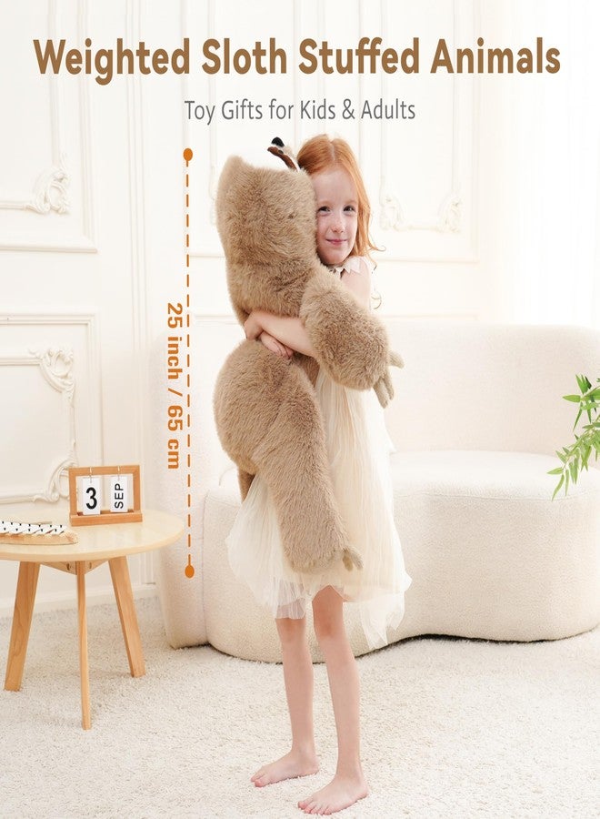 AmyToo Weighted Stuffed Animals, Weighted Sloth Stuffed Animal, Giant Sloth Plush, Toy Gifts for Kids & Adults, Brown, 4.5 lbs, 25 Inch - Image 2